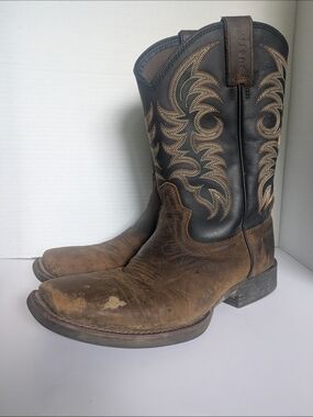 Justin Boots Brown and Black Western Leather Cowboy Boots